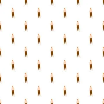 Repeating pattern of cartoon men standing on a white background 库存插图
