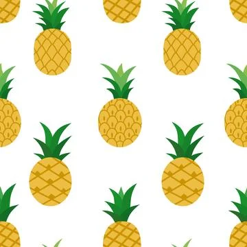 Repeating pattern with cartoon pineapples. Illustrazione stock