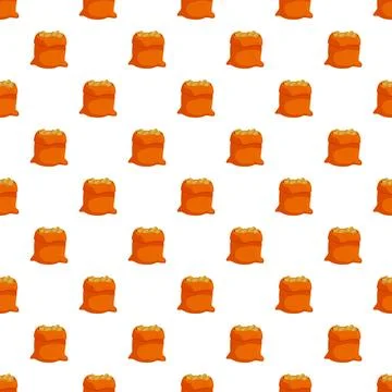 Repeating pattern of cartoon potato sacks on white Illustrazione stock