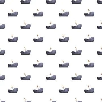 Repeating pattern of a cartoon sword stuck in a stone イラスト素材