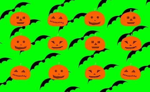 Repeating pattern of carved Halloween pumpkins Stock Illustration