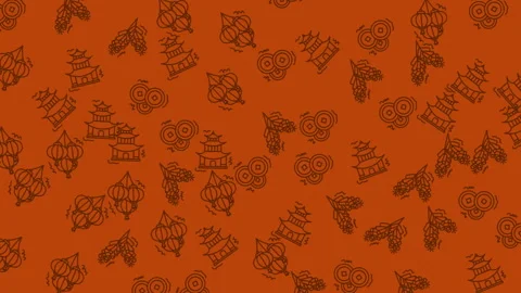Repeating pattern of chinese new year themed illustrations Stock Footage 325012203