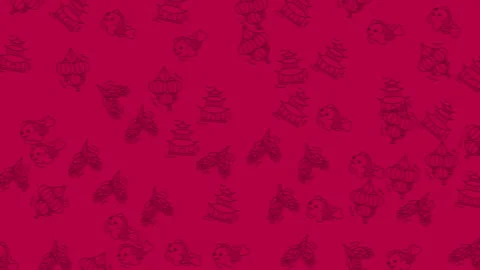 Repeating pattern of chinese new year themed illustrations Stock Footage 325012300