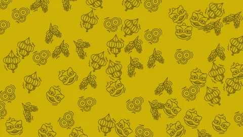 Repeating pattern of chinese new year themed illustrations Stock Footage 325012359