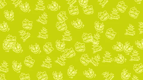 Repeating pattern of chinese new year themed illustrations Stock Footage 325012637