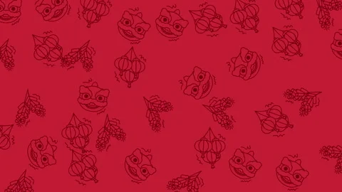 Repeating pattern of chinese new year themed illustrations Stock Footage 325012696