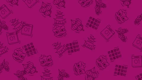Repeating pattern of chinese new year themed illustrations Stock Footage 325012766