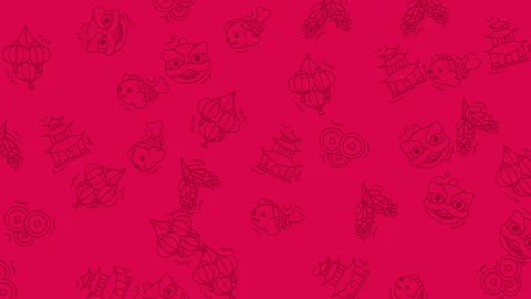 Repeating pattern of chinese new year themed illustrations Stock Footage 325012789