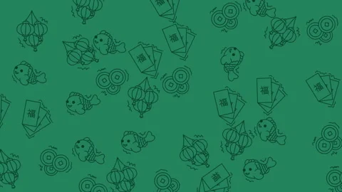 Repeating pattern of chinese new year themed illustrations Stock Footage 325012855
