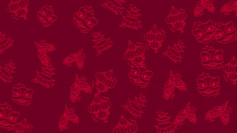 Repeating pattern of chinese new year themed illustrations Stock Footage 325013136