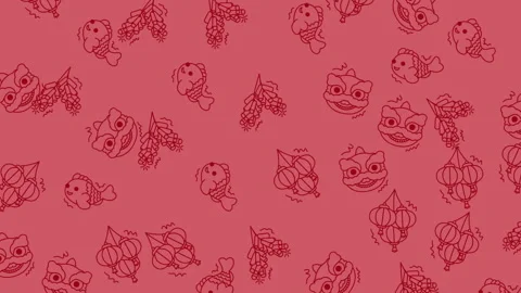 Repeating pattern of chinese new year themed illustrations Stock Footage 325013140