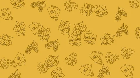 Repeating pattern of chinese new year themed illustrations Stock Footage 325013211