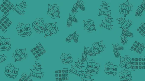 Repeating pattern of chinese new year themed illustrations Stock Footage 325013264