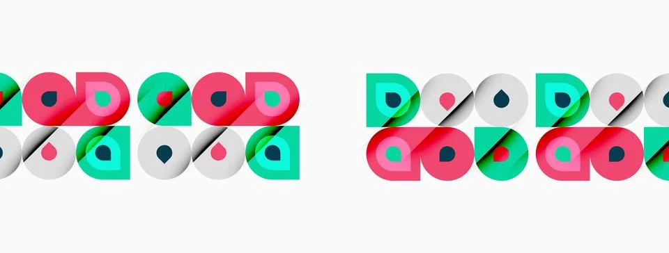 Repeating pattern. Colorful squares, circles, rectangles. Minimalist design. 스톡 일러스트