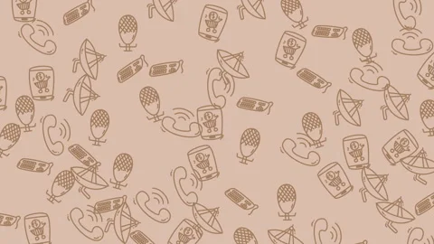 Repeating pattern of communication devices and icons suitable for website banner Stock Footage 333795449