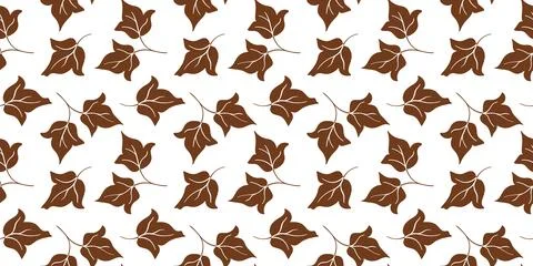 Repeating pattern of cotton plant leaves on white background in flat style Stock Illustration