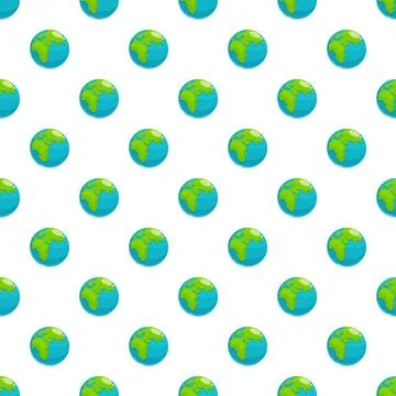 Repeating pattern with cute cartoon earth planet globes Illustrazione stock