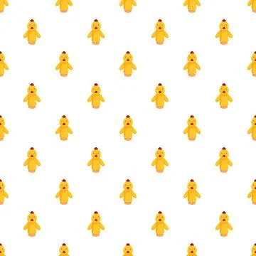 Repeating pattern of cute yellow cartoon chicks Stock Illustration