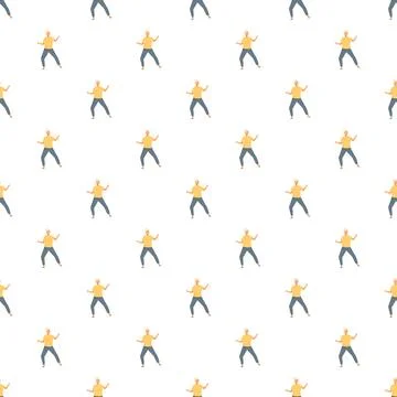 Repeating pattern of dancing woman enjoying freedom Stock Illustration