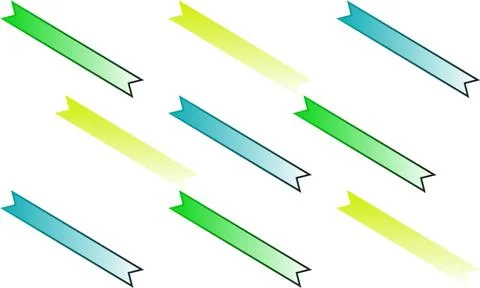 Repeating pattern of diagonal ribbon banners in various green and blue shades Stock Illustration