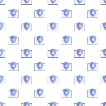 Repeating pattern of digital data cybersecurity shield lock 스톡 일러스트