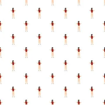 Repeating pattern of diverse women shrugging with hands up Stock Illustration