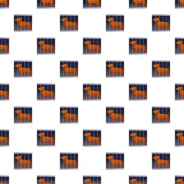 Repeating pattern of dogs in kennels Stock Illustration
