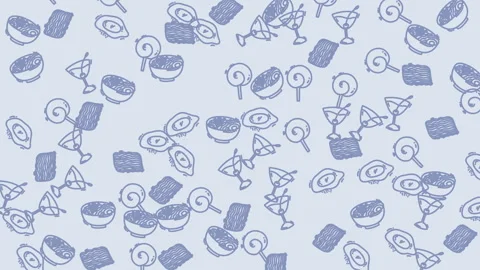 Repeating pattern of drawings of food and drink Stock Footage 319418363