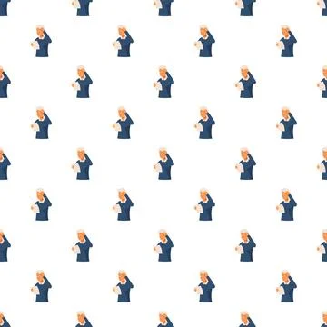 Repeating pattern elderly woman experiencing forgetfulness with document Stock Illustration