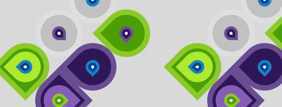 Repeating pattern features abstract shapes. Circles, ovals, rectangles combin Stock Illustration