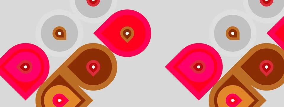 Repeating pattern features circles, ovals. Colors include pink, brown, gray. Stock Illustration