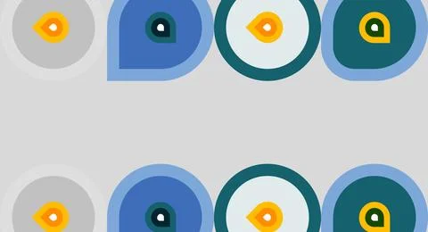 Repeating pattern features colorful circles, each containing smaller shapes. Stock Illustration