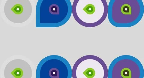 Repeating pattern features colorful circles, semicircles. Shapes overlap Stock Illustration