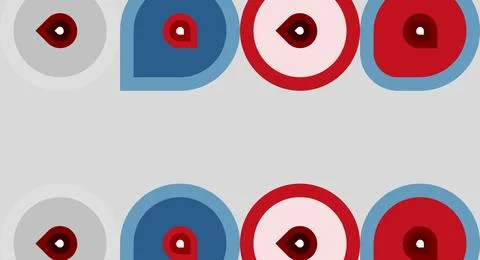 Repeating pattern features colorful eye motifs. Circles, squares, shapes crea Stockillustratie