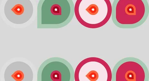 Repeating pattern features colorful rounded shapes. Each shape contains small Stock Illustration
