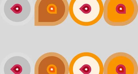 Repeating pattern features concentric circles, varying colors. Minimalist d.. Illustrazione stock