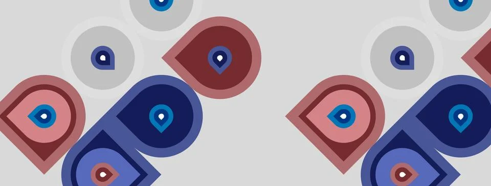 Repeating pattern features oval shapes, blue accents, pink tones. Design evok Illustrazione stock