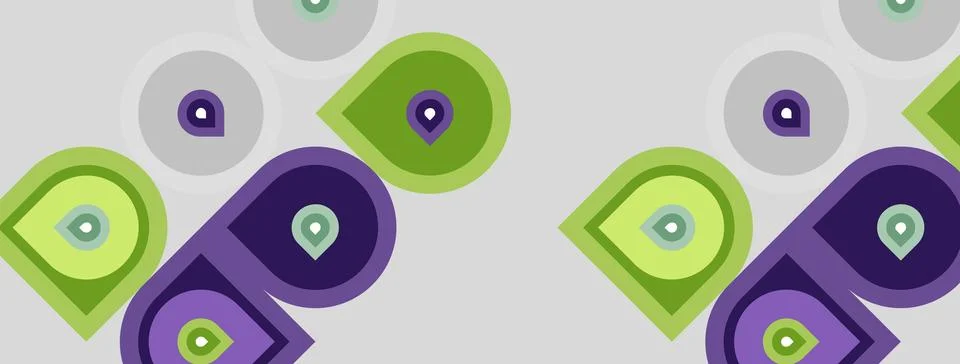 Repeating pattern features overlapping circles, rectangles. Colors include .. 스톡 일러스트