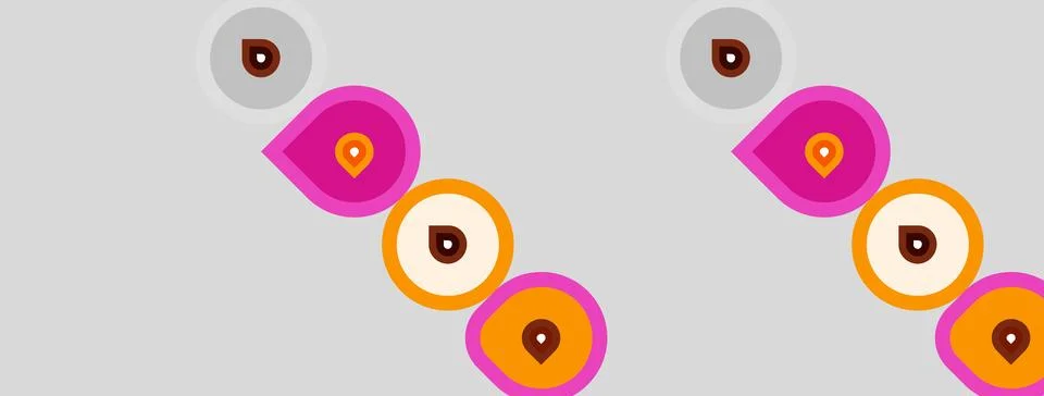 Repeating pattern features pink shapes with dark centers, plus yellow circles 스톡 일러스트