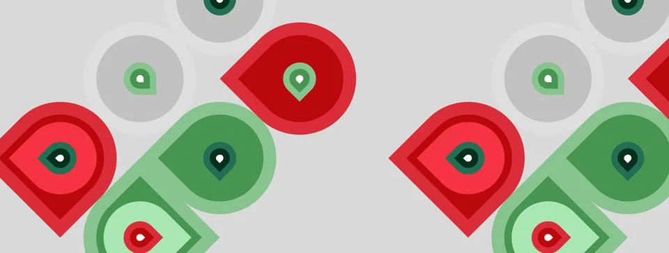Repeating pattern features red, green circles. Shapes overlap creating abstra 스톡 일러스트
