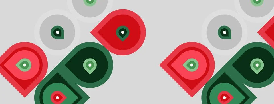 Repeating pattern features red, green circles with small dot centers. Backg.. Stockillustratie