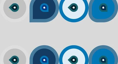 Repeating pattern features stylized eyes, blue tones dominate design. Simple 스톡 일러스트