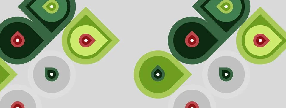 Repeating pattern features stylized leaf shapes, varying shades green, gray Stock Illustration