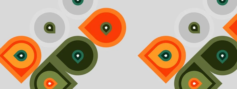 Repeating pattern features stylized owls. Shapes include circles, rectangles, 库存插图
