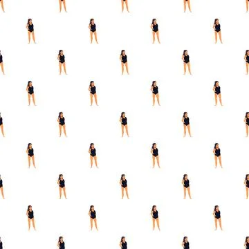 Repeating pattern featuring plus size woman in swimsuit Stock Illustration