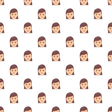 Repeating pattern of female cartoon avatars smiling Stock Illustration