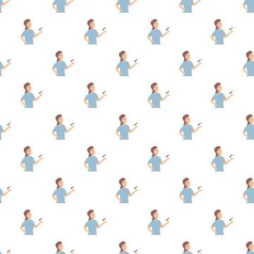 Repeating pattern of a female coach holding a whistle Stock Illustration