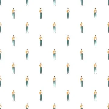 Repeating pattern with flat cartoon man holding board Stockillustratie