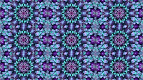A repeating pattern of floral and geometric shapes creates a kaleidoscopic Stock Footage 318799134