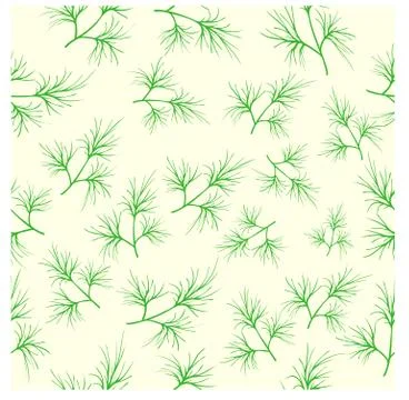 Repeating pattern of fresh green dill on a light background Illustrazione stock
